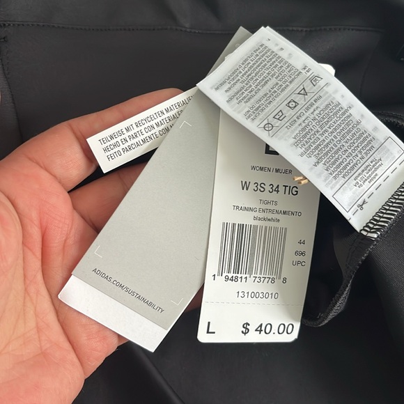 Adidas High-Rise 3 Stripes 3/4 style sport leggings - Picture 5 of 5